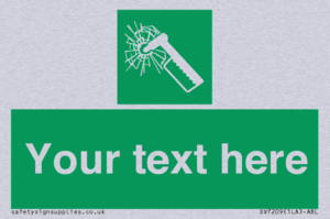 Custom sign safe condition emergency hammer